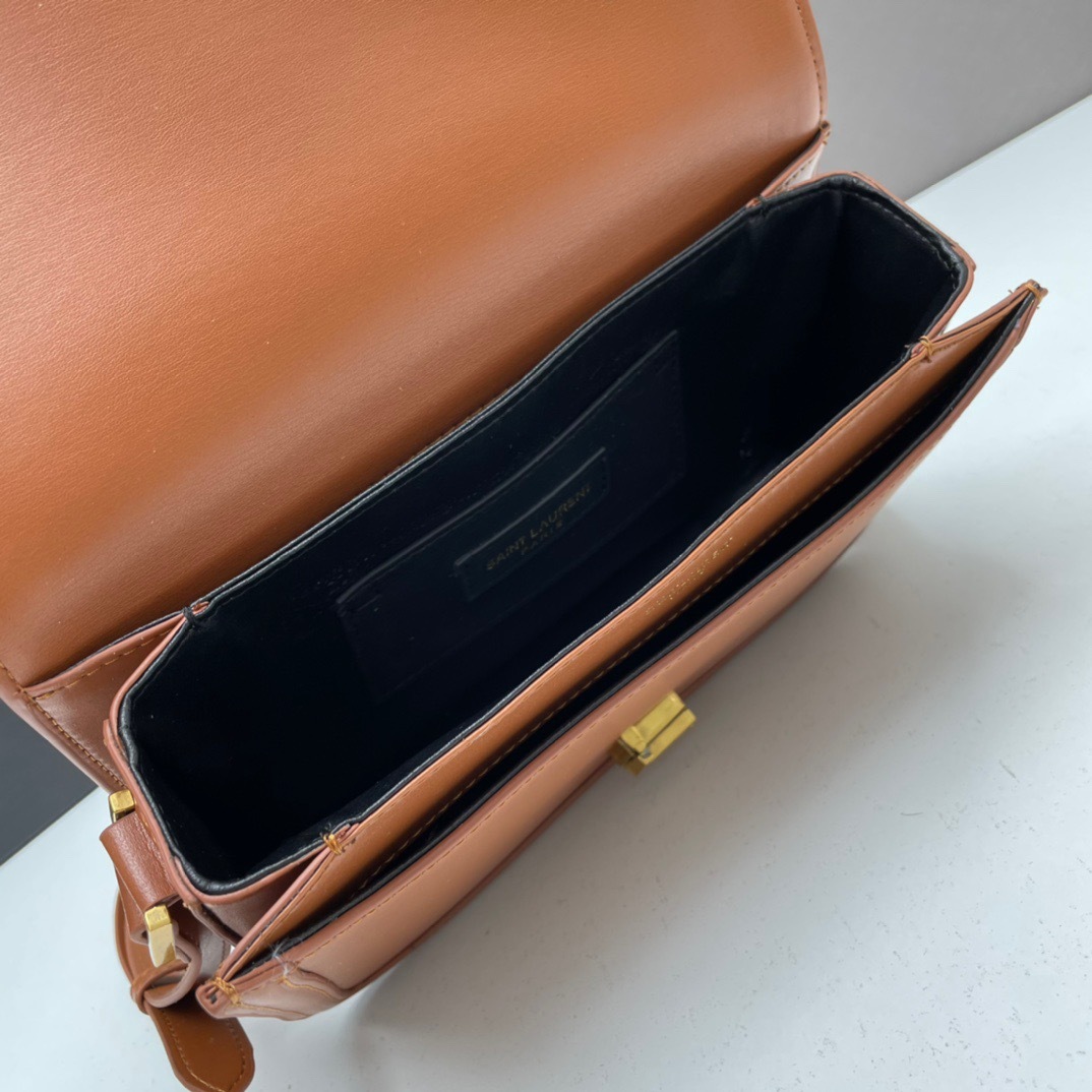 YSL SOLFERINO MEDIUM SATCHEL IN BOX SAINT LAURENT LEATHER