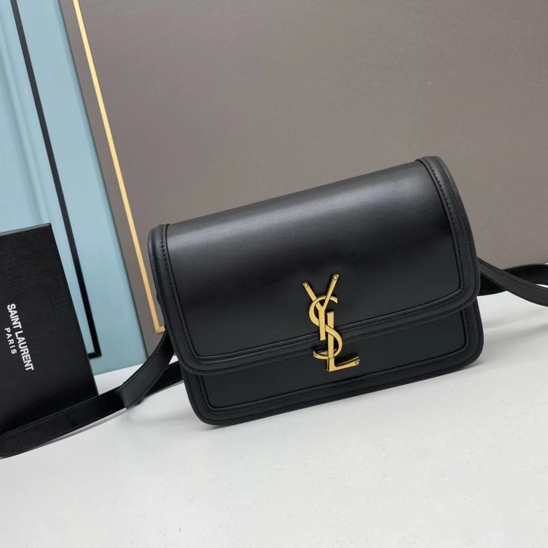 YSL SOLFERINO MEDIUM SATCHEL IN BOX SAINT LAURENT LEATHER