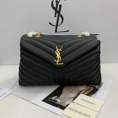 Saint Laurent Loulou Bag Matelasse Y Leather Gold-tone Medium Black
