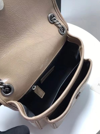 YSL NIKI BABY CHAIN BAG IN CRINKLED VINTAGE LEATHER