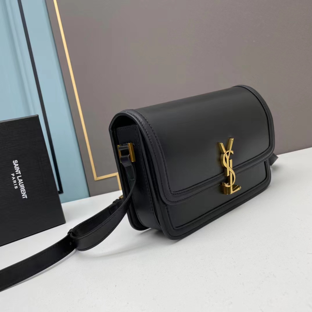 YSL SOLFERINO MEDIUM SATCHEL IN BOX SAINT LAURENT LEATHER