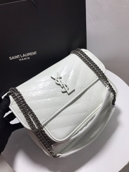 YSL NIKI MEDIUM CHAIN BAG IN CRINKLED VINTAGE LEATHER
