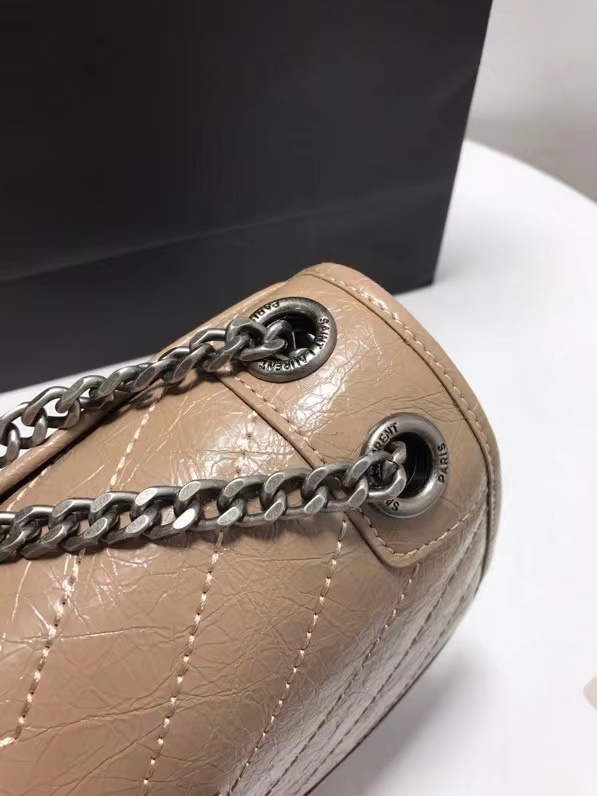 YSL NIKI BABY CHAIN BAG IN CRINKLED VINTAGE LEATHER