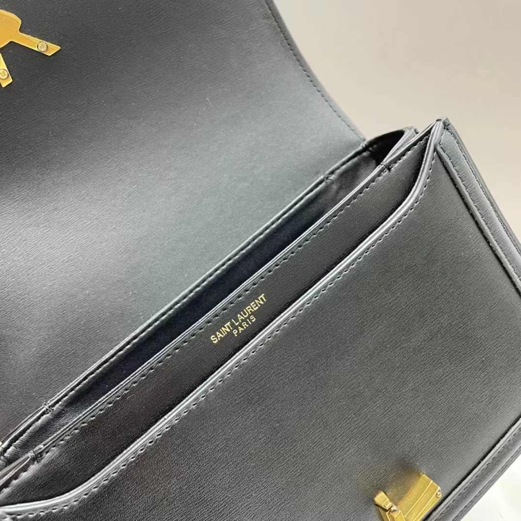 YSL SOLFERINO MEDIUM SATCHEL IN BOX SAINT LAURENT LEATHER
