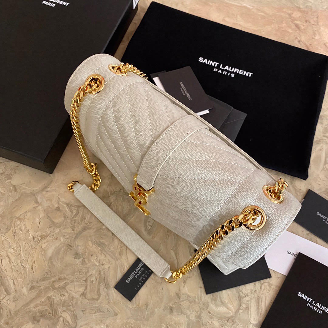 YSL ENVELOPE MEDIUM BAG IN MIX MATELASSÉ GRAIN DE POUDRE EMBOSSED LEATHER