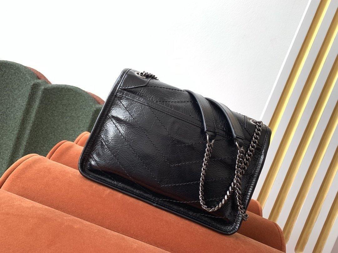 YSL NIKI BABY CHAIN BAG IN CRINKLED VINTAGE LEATHER
