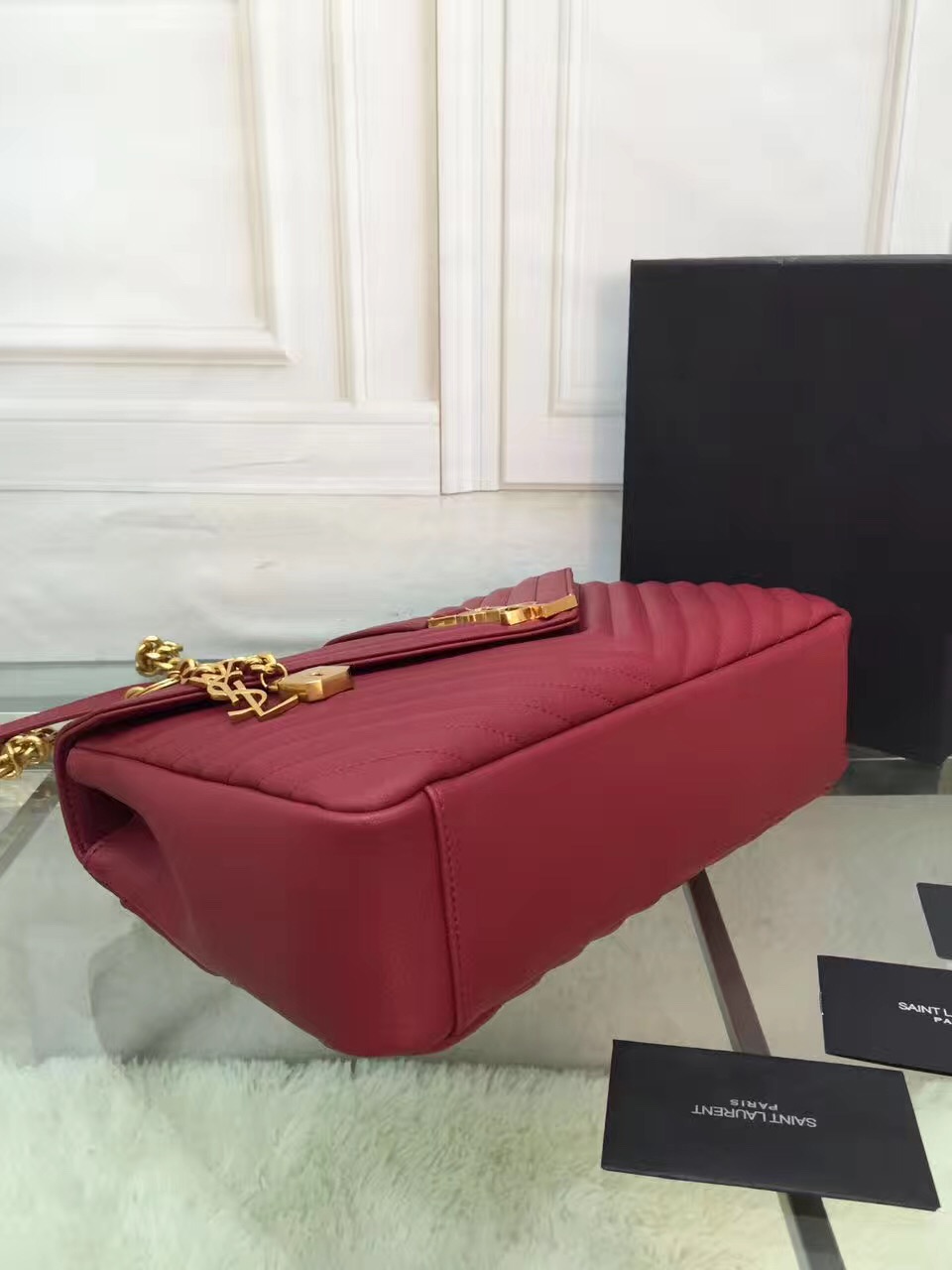 YSL College Large Quilted Leather Bag