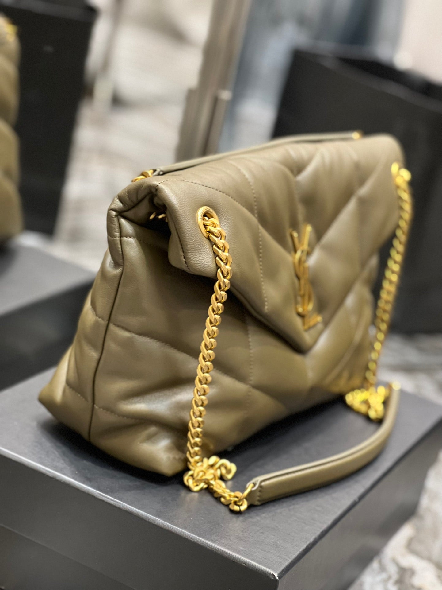 YSL PUFFER SMALL CHAIN BAG IN QUILTED LAMBSKIN