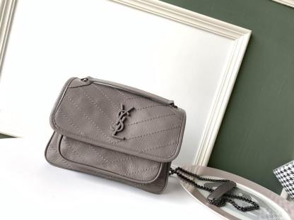 YSL NIKI BABY CHAIN BAG IN CRINKLED VINTAGE LEATHER