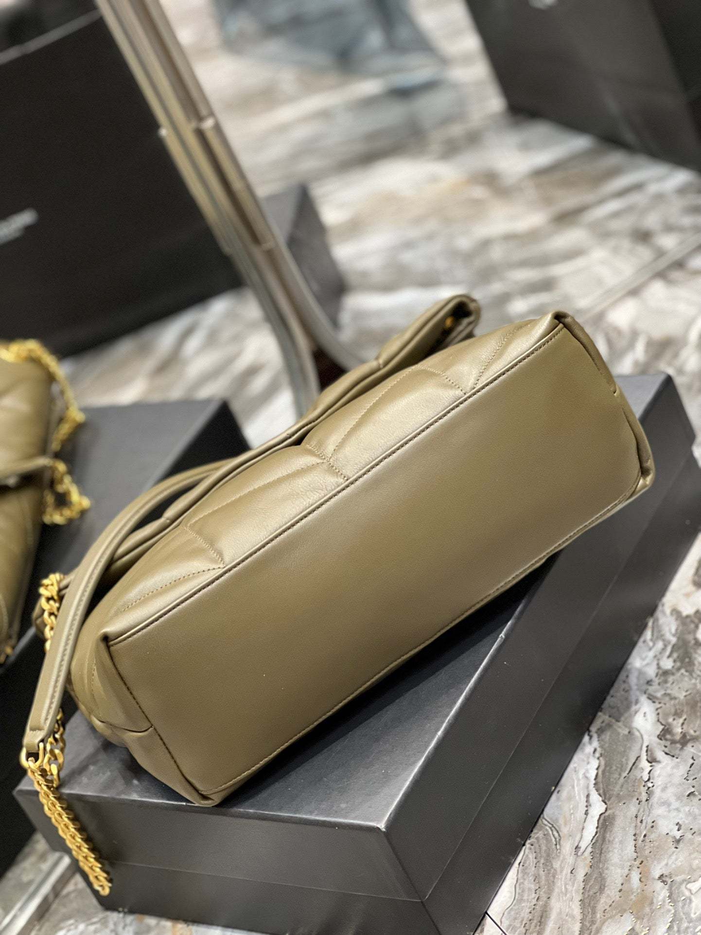 YSL PUFFER SMALL CHAIN BAG IN QUILTED LAMBSKIN