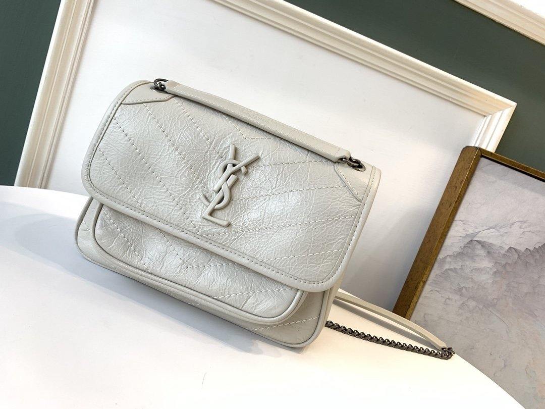 YSL NIKI BABY CHAIN BAG IN CRINKLED VINTAGE LEATHER