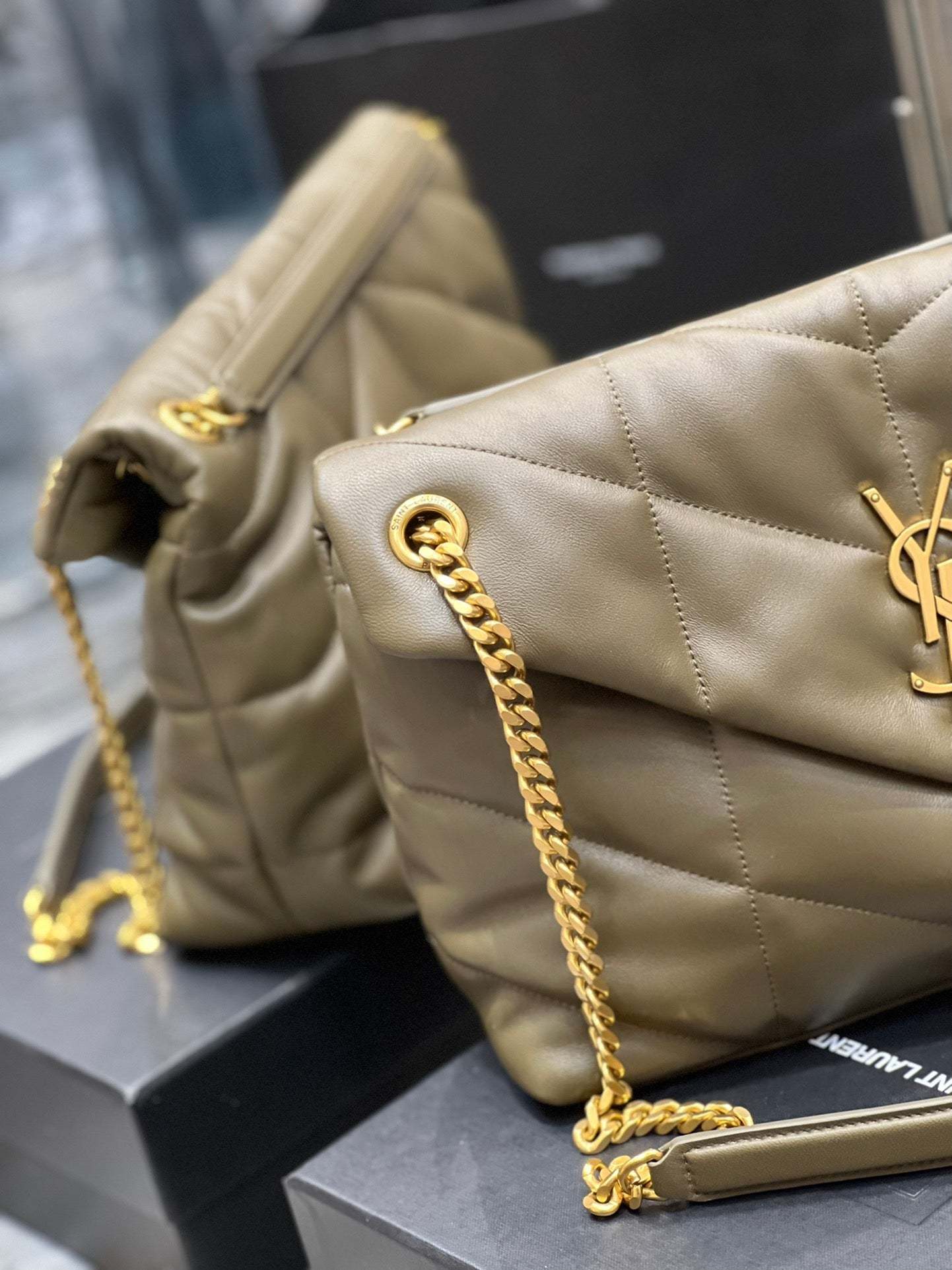 YSL PUFFER SMALL CHAIN BAG IN QUILTED LAMBSKIN
