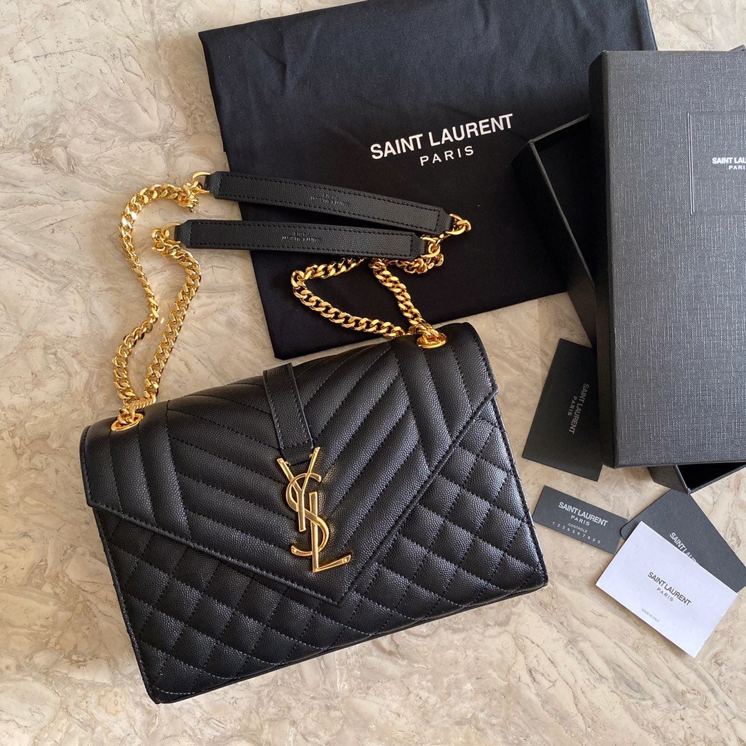 YSL  Envelope Medium Bag In Mix Matelasse Grain  De Poudre Embossed Leather