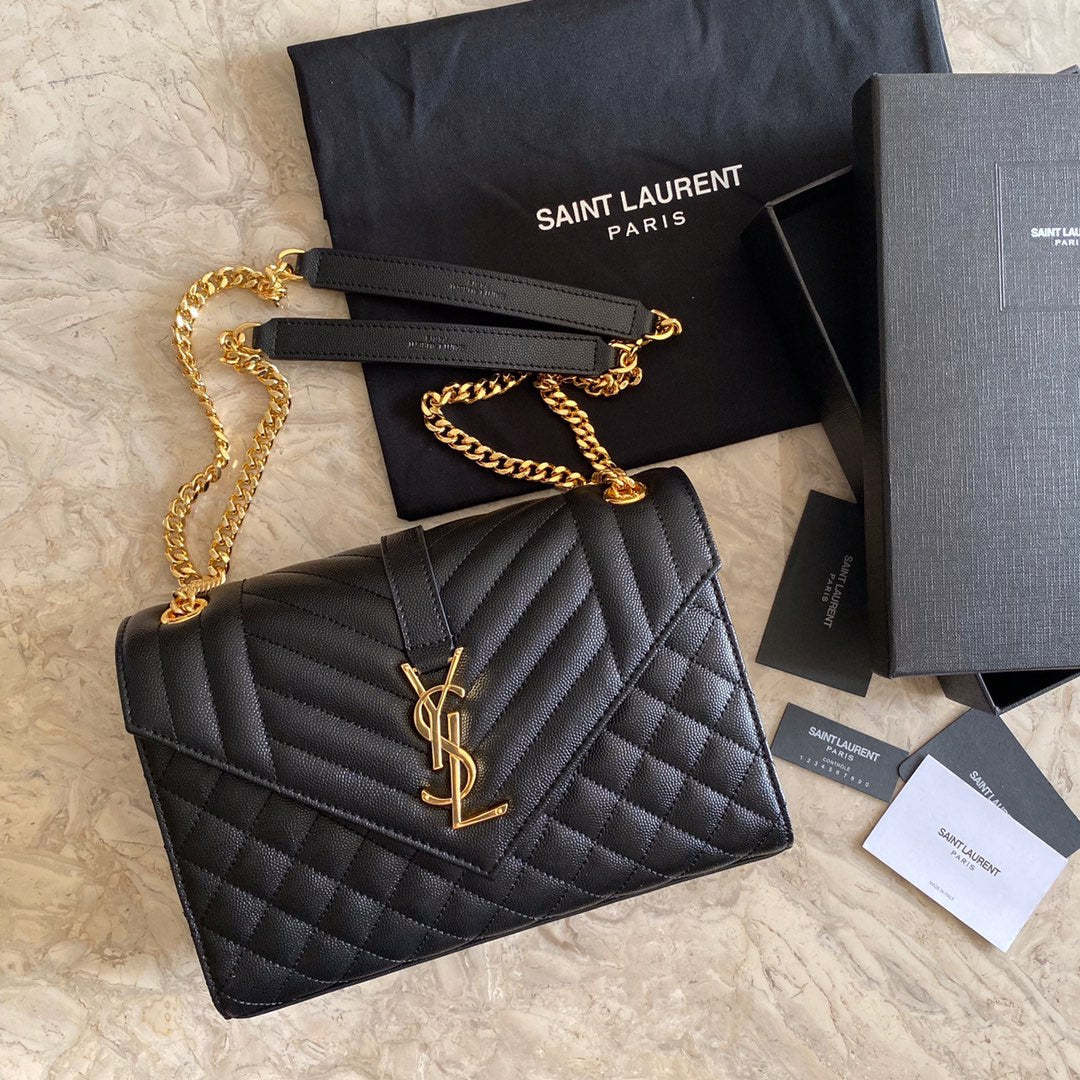 YSL  Envelope Medium Bag In Mix Matelasse Grain  De Poudre Embossed Leather