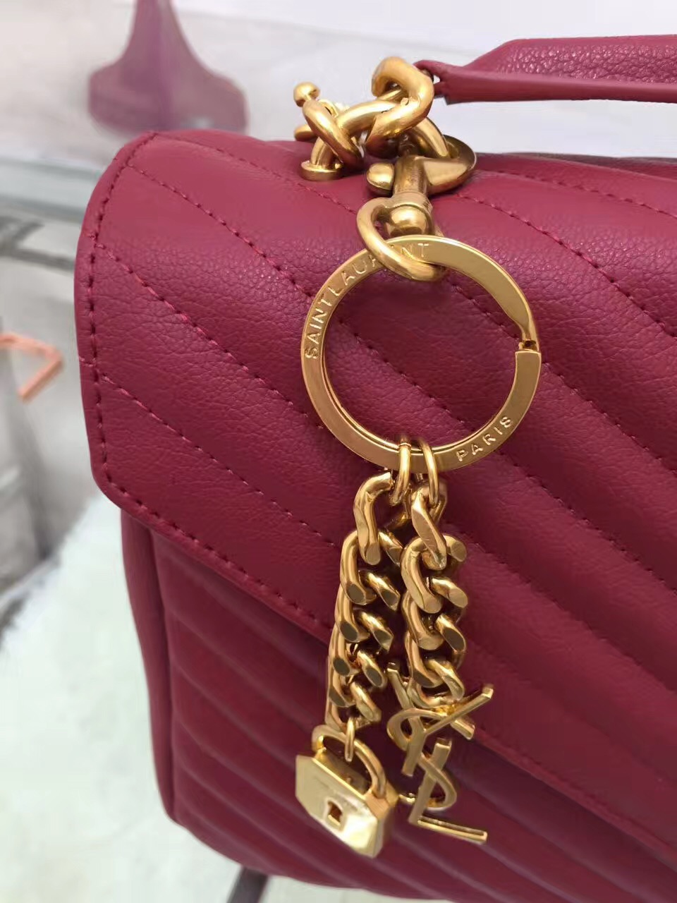 YSL College Large Quilted Leather Bag