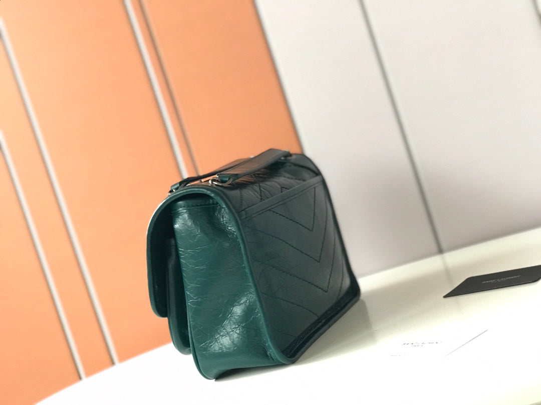 YSL NIKI BABY CHAIN BAG IN CRINKLED VINTAGE LEATHER