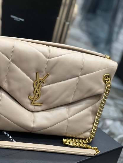 YSL PUFFER SMALL CHAIN BAG IN QUILTED LAMBSKIN