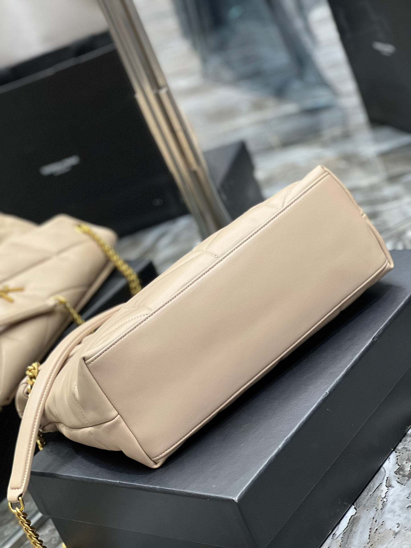 YSL PUFFER SMALL CHAIN BAG IN QUILTED LAMBSKIN