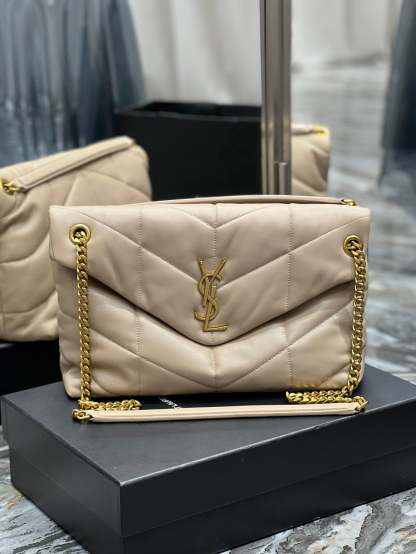 YSL PUFFER SMALL CHAIN BAG IN QUILTED LAMBSKIN