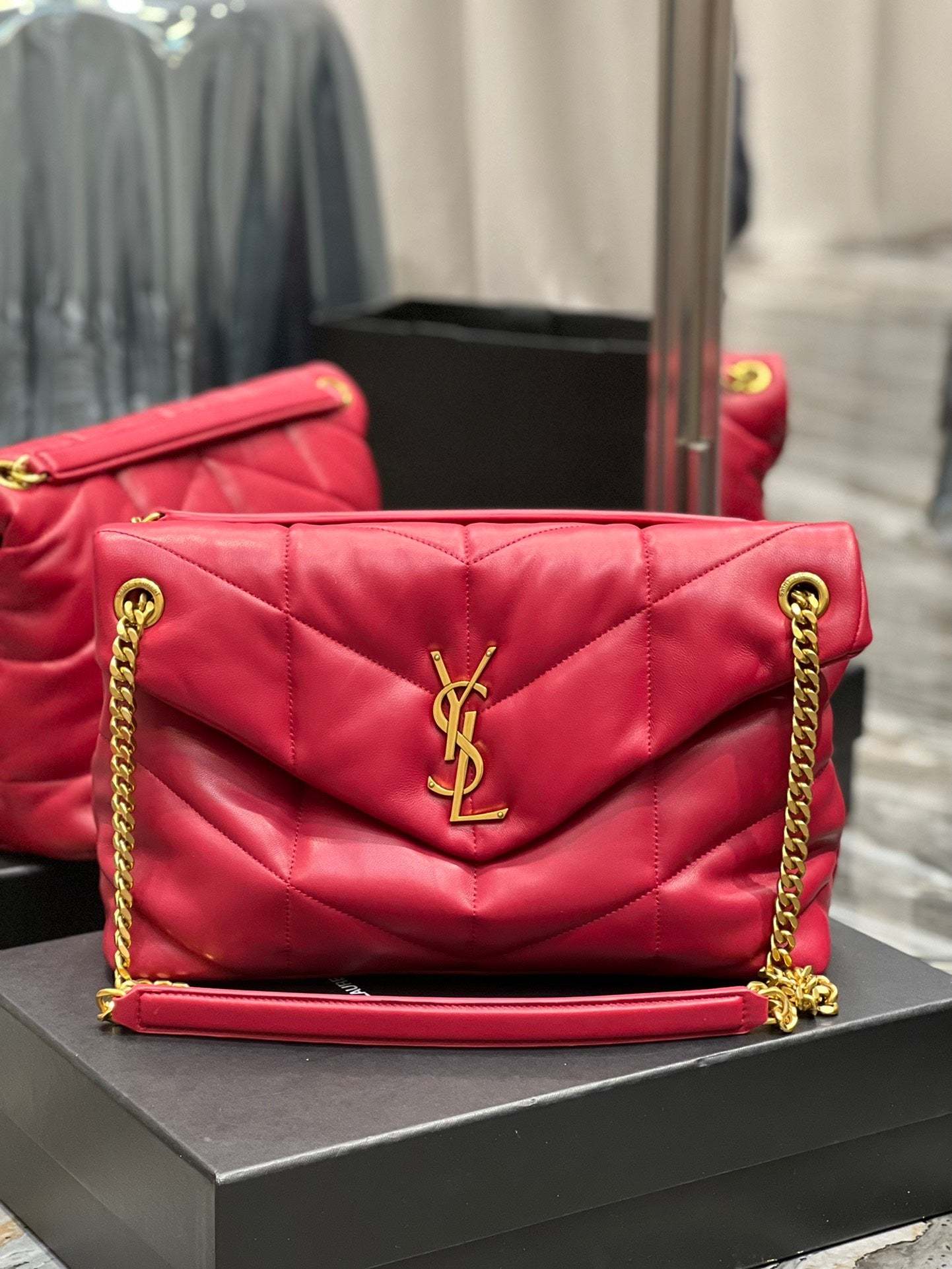 YSL PUFFER SMALL CHAIN BAG IN QUILTED LAMBSKIN