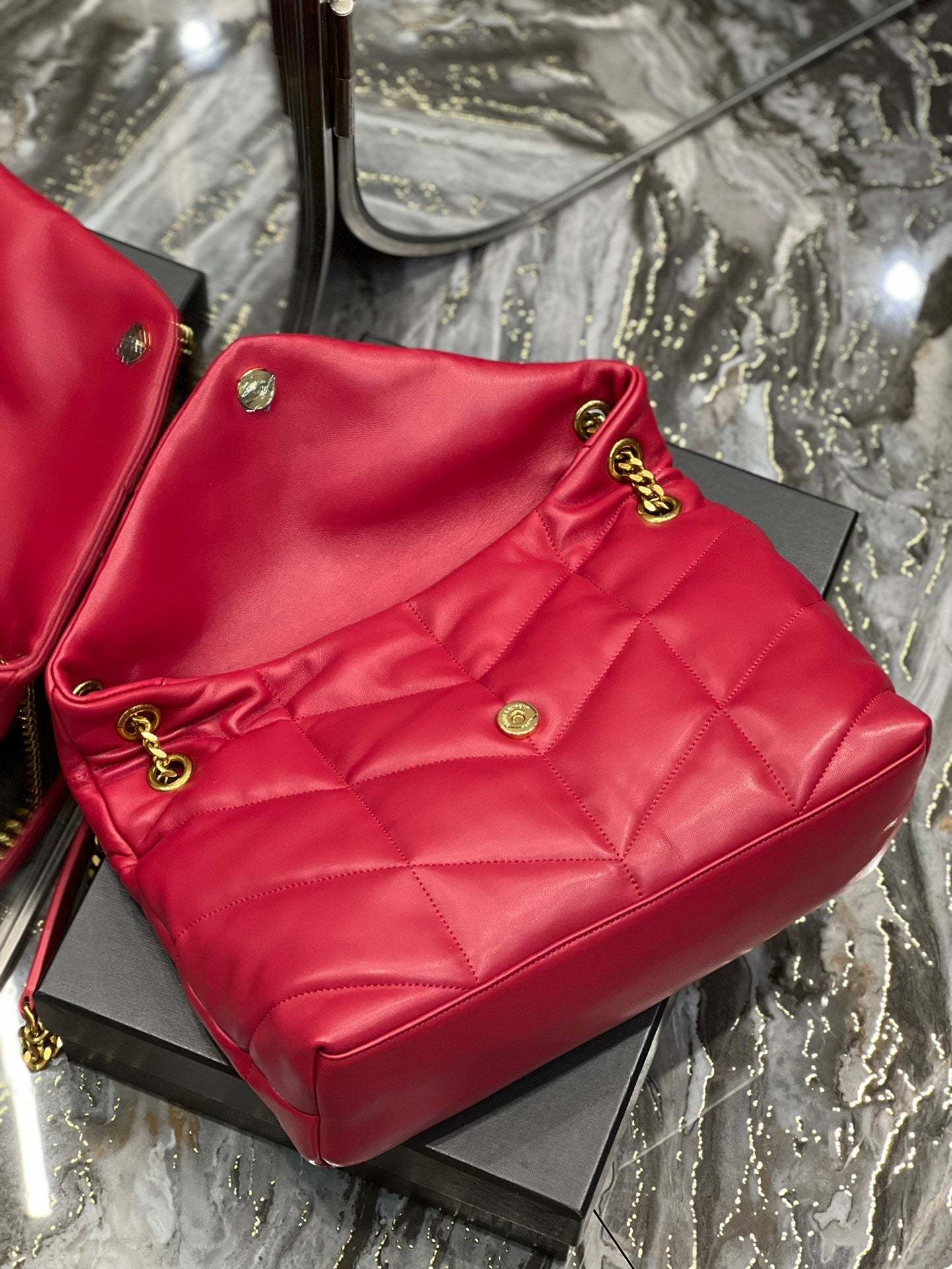 YSL PUFFER SMALL CHAIN BAG IN QUILTED LAMBSKIN