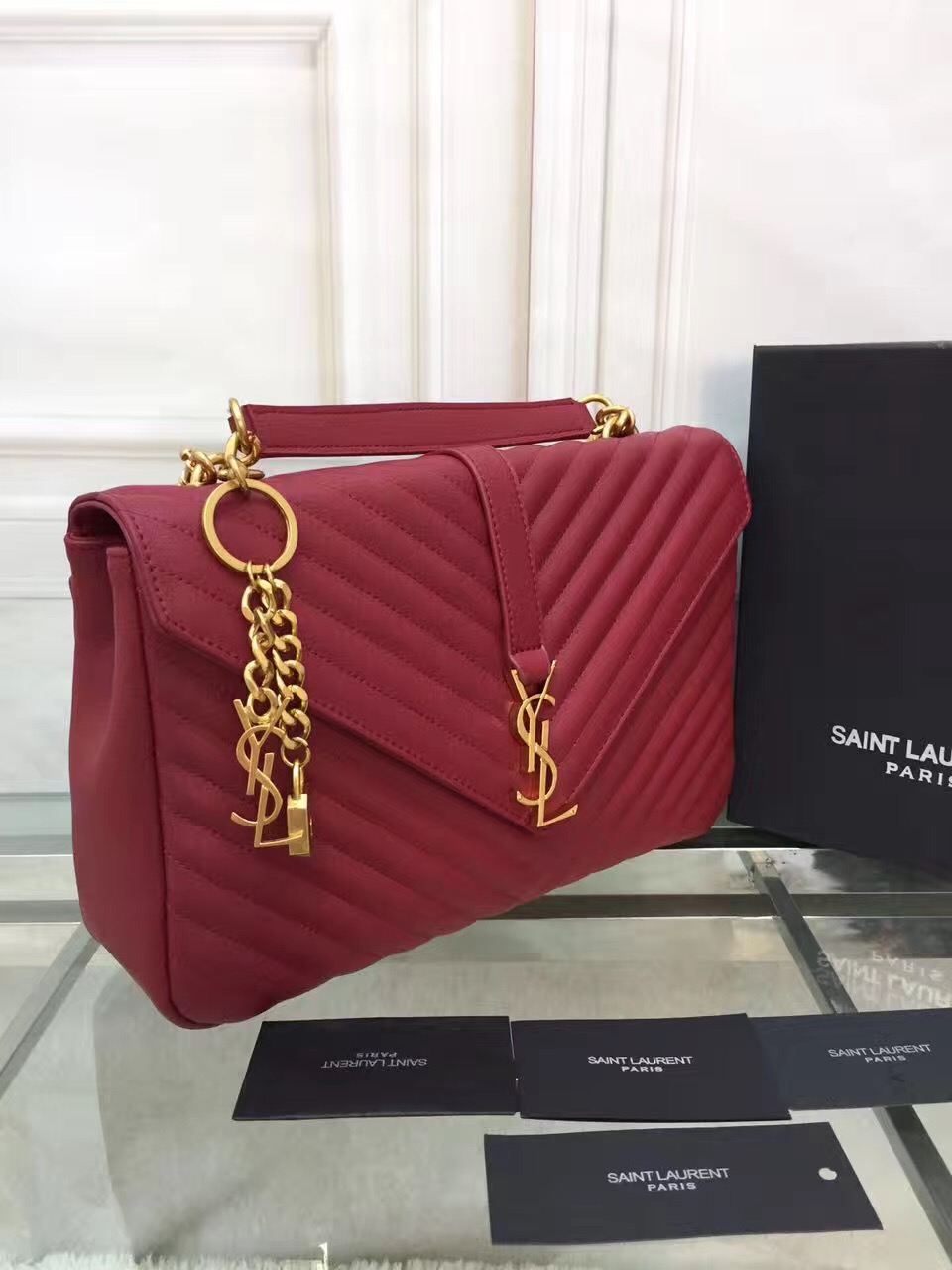 YSL College Large Quilted Leather Bag