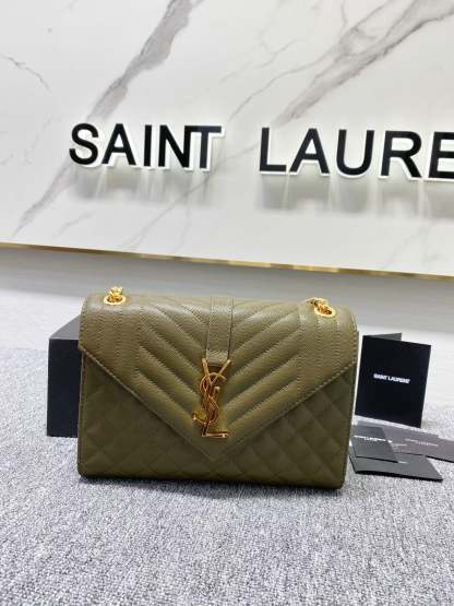 YSL  Envelope Medium Bag In Mix Matelasse Grain  De Poudre Embossed Leather