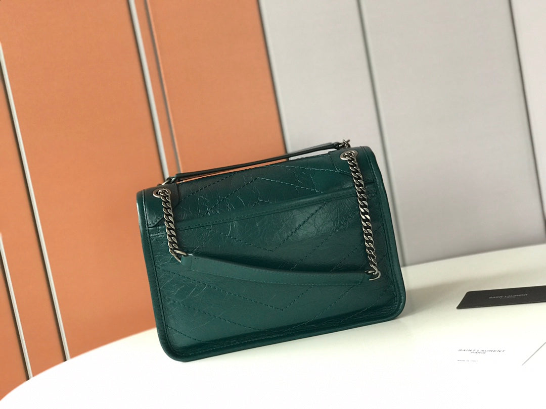 YSL NIKI BABY CHAIN BAG IN CRINKLED VINTAGE LEATHER