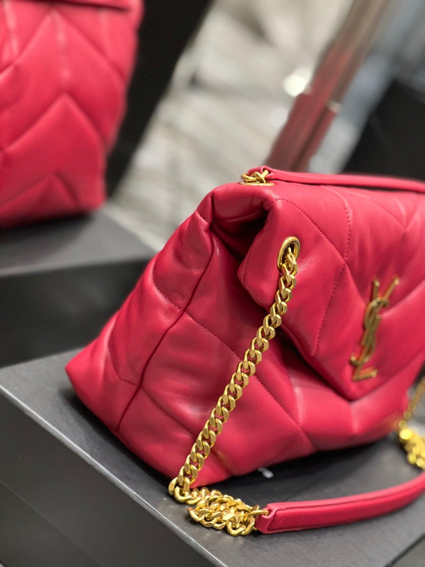 YSL PUFFER SMALL CHAIN BAG IN QUILTED LAMBSKIN