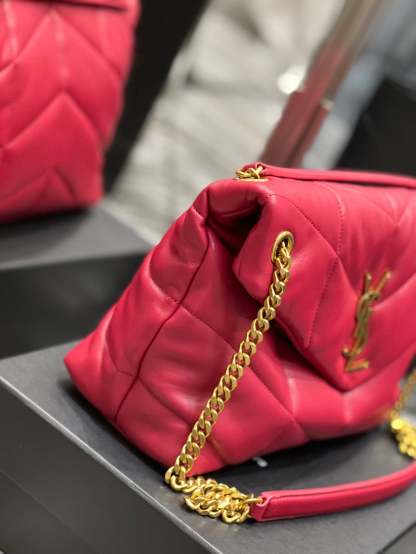 YSL PUFFER SMALL CHAIN BAG IN QUILTED LAMBSKIN