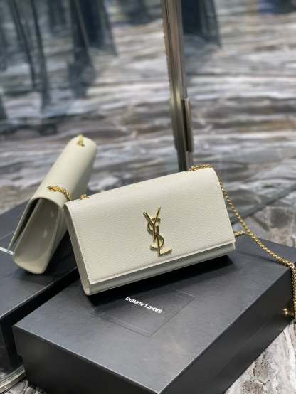 YSL Kate Medium In Grain Poudre embossed Leather Bag