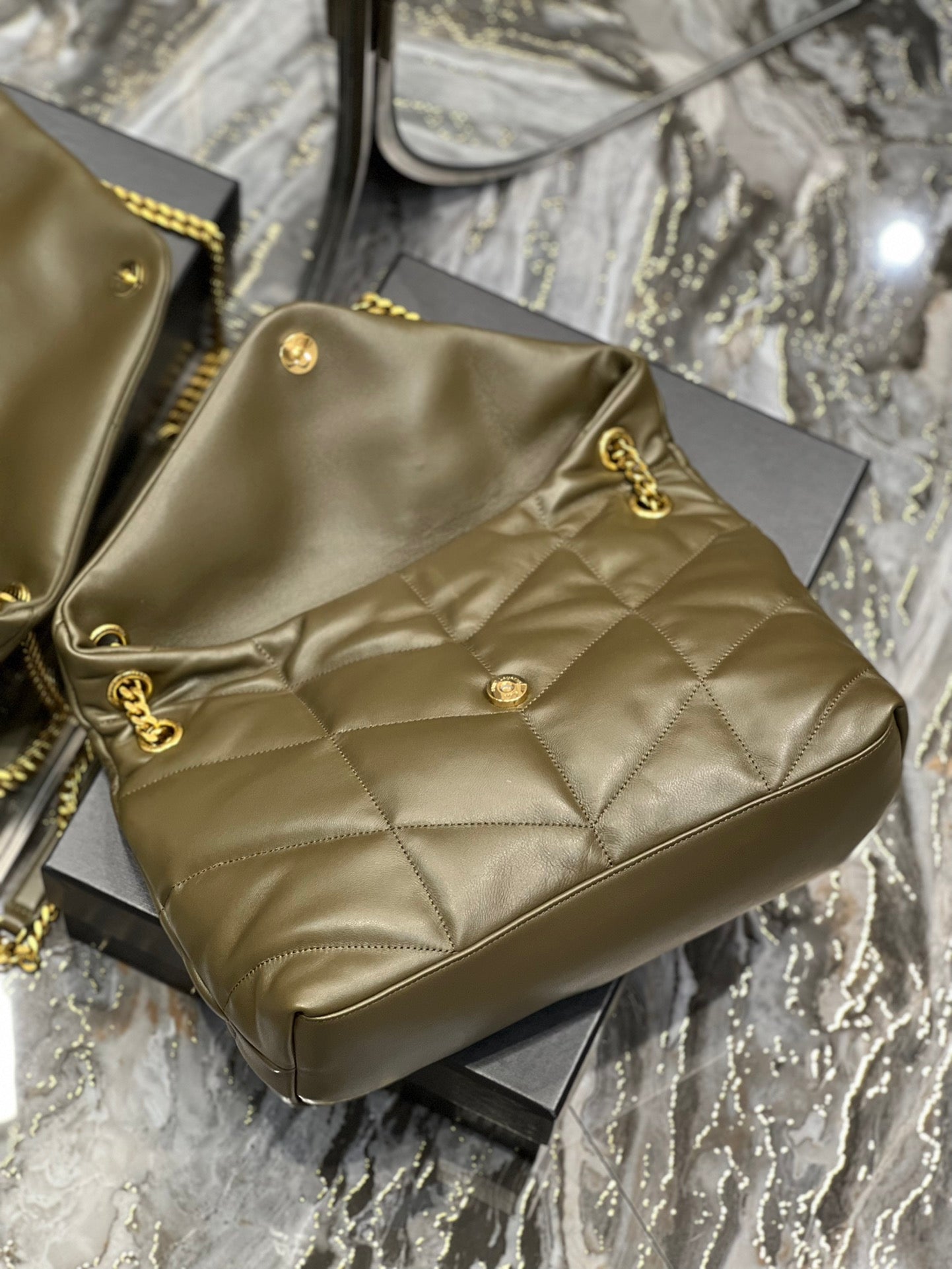 YSL PUFFER SMALL CHAIN BAG IN QUILTED LAMBSKIN