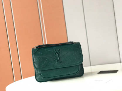 YSL NIKI BABY CHAIN BAG IN CRINKLED VINTAGE LEATHER