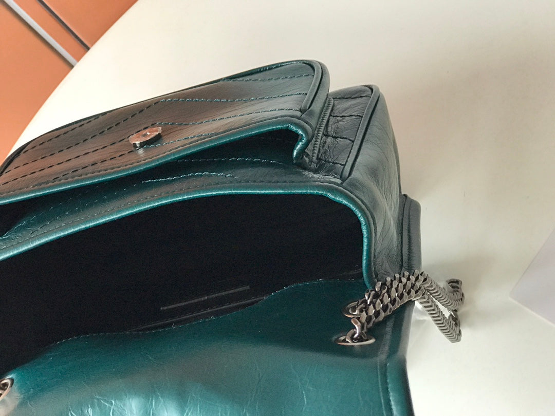 YSL NIKI BABY CHAIN BAG IN CRINKLED VINTAGE LEATHER