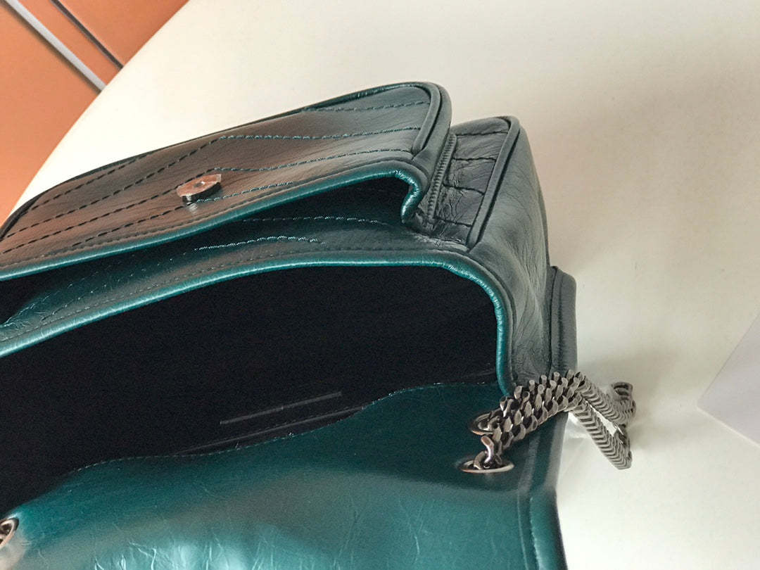 YSL NIKI BABY CHAIN BAG IN CRINKLED VINTAGE LEATHER