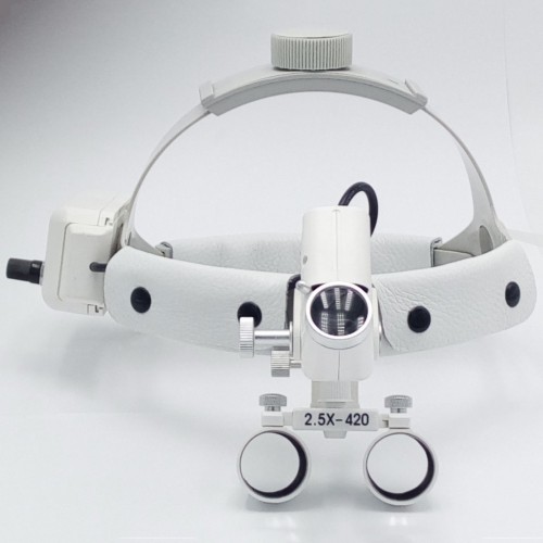 Dental Lab Equipment Dental Loupes Dental Surgical Medical 2.5X420mm Headband Loupe with LED Headlight  White