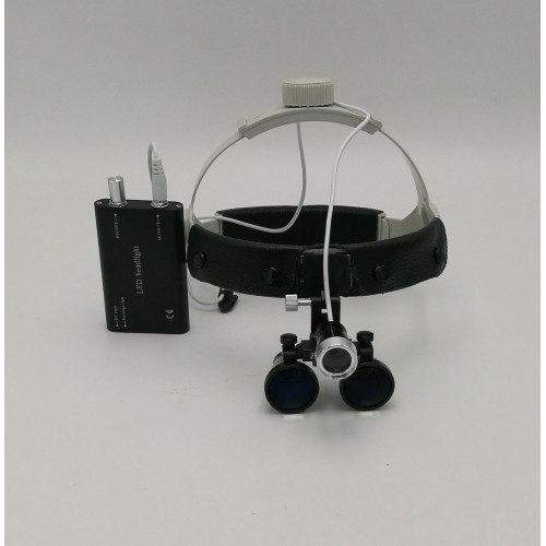 Dental Lab Equipment Dental Loupes Dental Surgical Binocular 2.5X420mm Leather Headband Loupe with LED Headlight