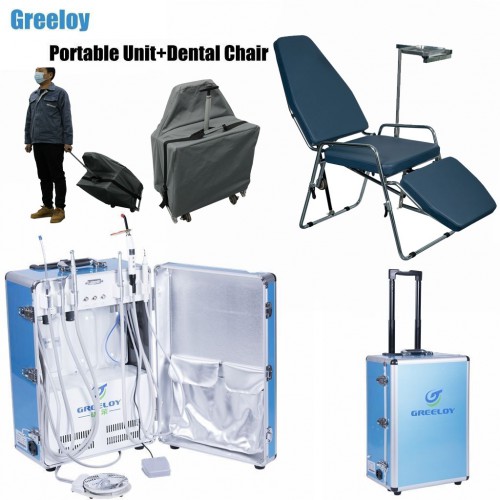GU-P206 Portable Dental Unit with Curing Light and Scaler Handpiece +Portable Dental Chair GU-P101