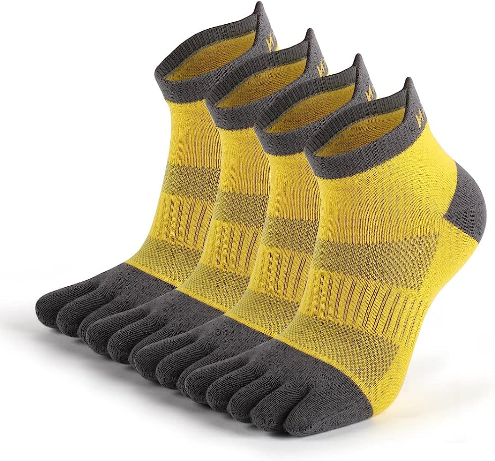 Men's Cotton Five Toe Breathable No Show Crew Athletic Socks