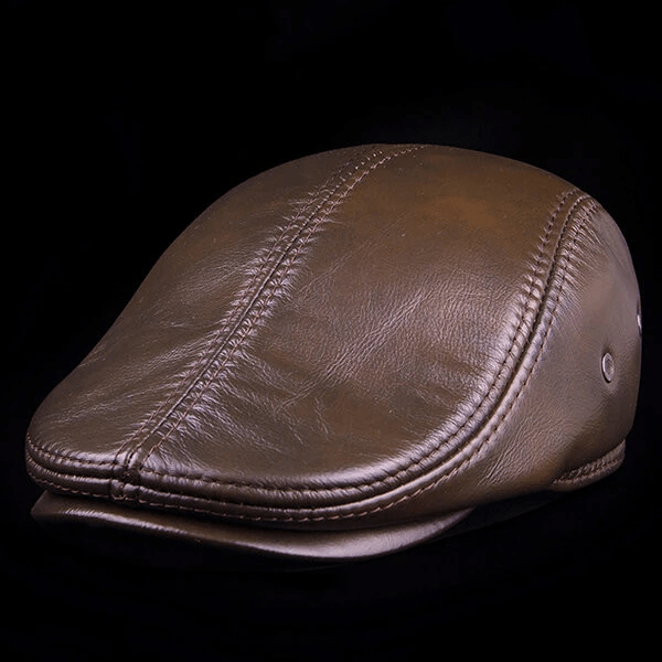 🎅New Year Sale🎁--40% OFF🎉 Mens Vintage Genuine Leather Earflaps Windproof Ivy Caps