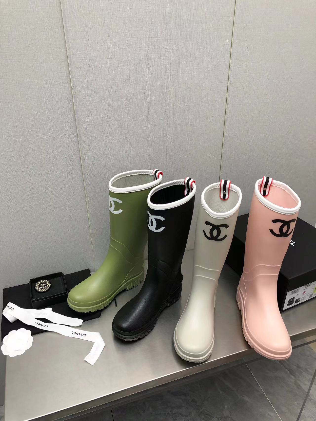 Chanel rain hotsell boots 2018