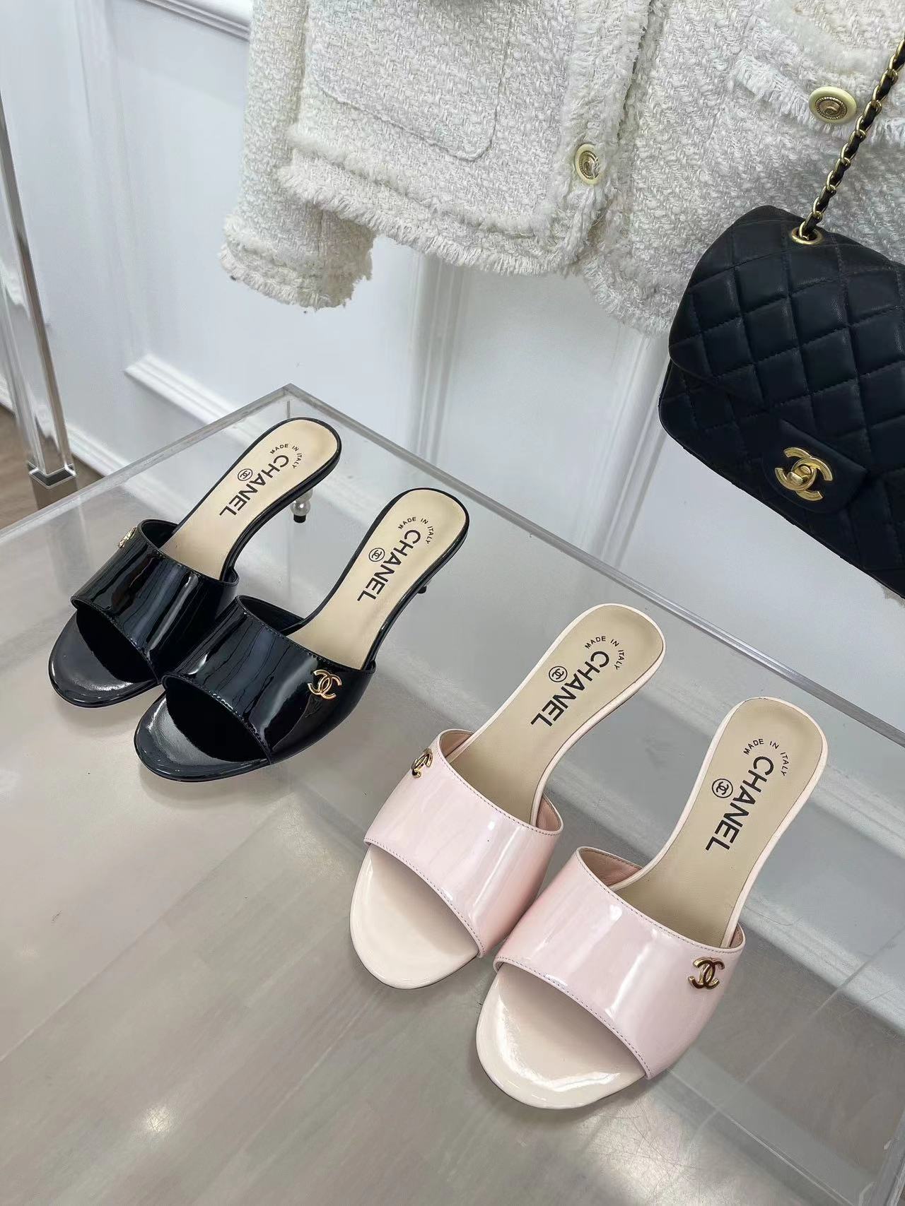 Chanel slippers sale with pearls