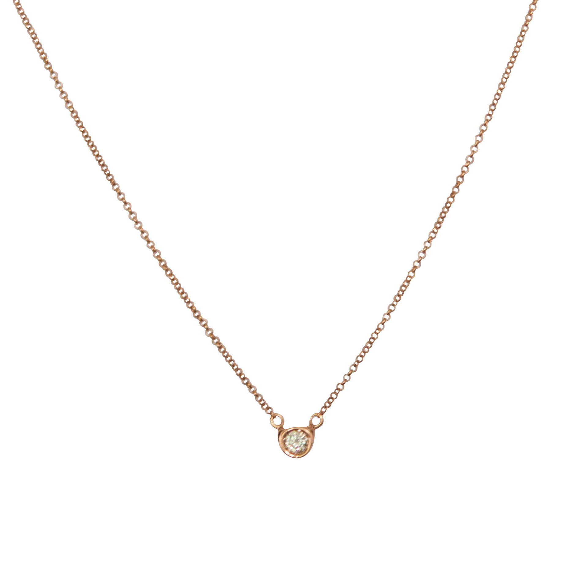 Diamond Solitaire Necklace in solid gold-DaoMao