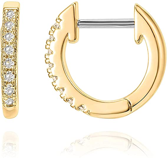14K Gold Zirconia Cuff Earrings-DaoMao
