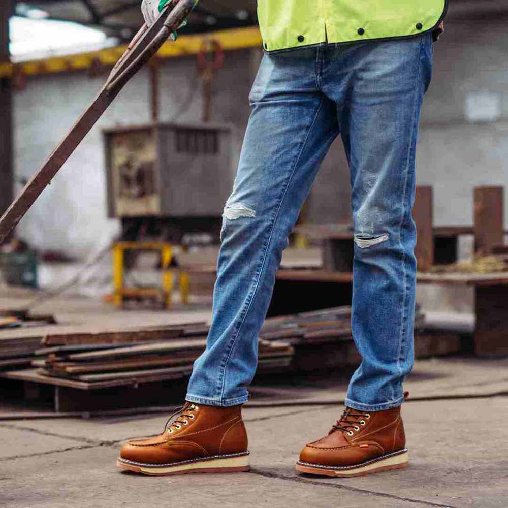 SUREWAY 6” Mens Heavy Duty Steel/Soft Toe Work Boots for Men,Goodyear Welt,Extremely Comfortable Durable Proved,Superior Oil/Slip Resistant,Thicker Leather,Wedge Sole,Moc Toe Work Boots/Shoes for Men,EH Safety Industrial Construction Boots 