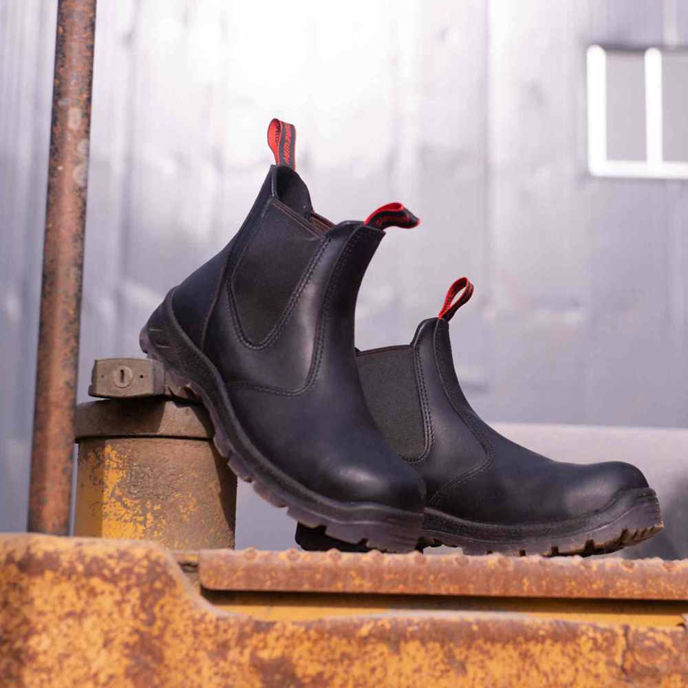 SUREWAY Men's Slip-On Work Boots for Men,Upgraded Slip/Water Resistant,Static Dissipative,Fire Station Mechanic Romeo Chelsea Work Boots for Men,Industrial Construction Boots/Shoes 