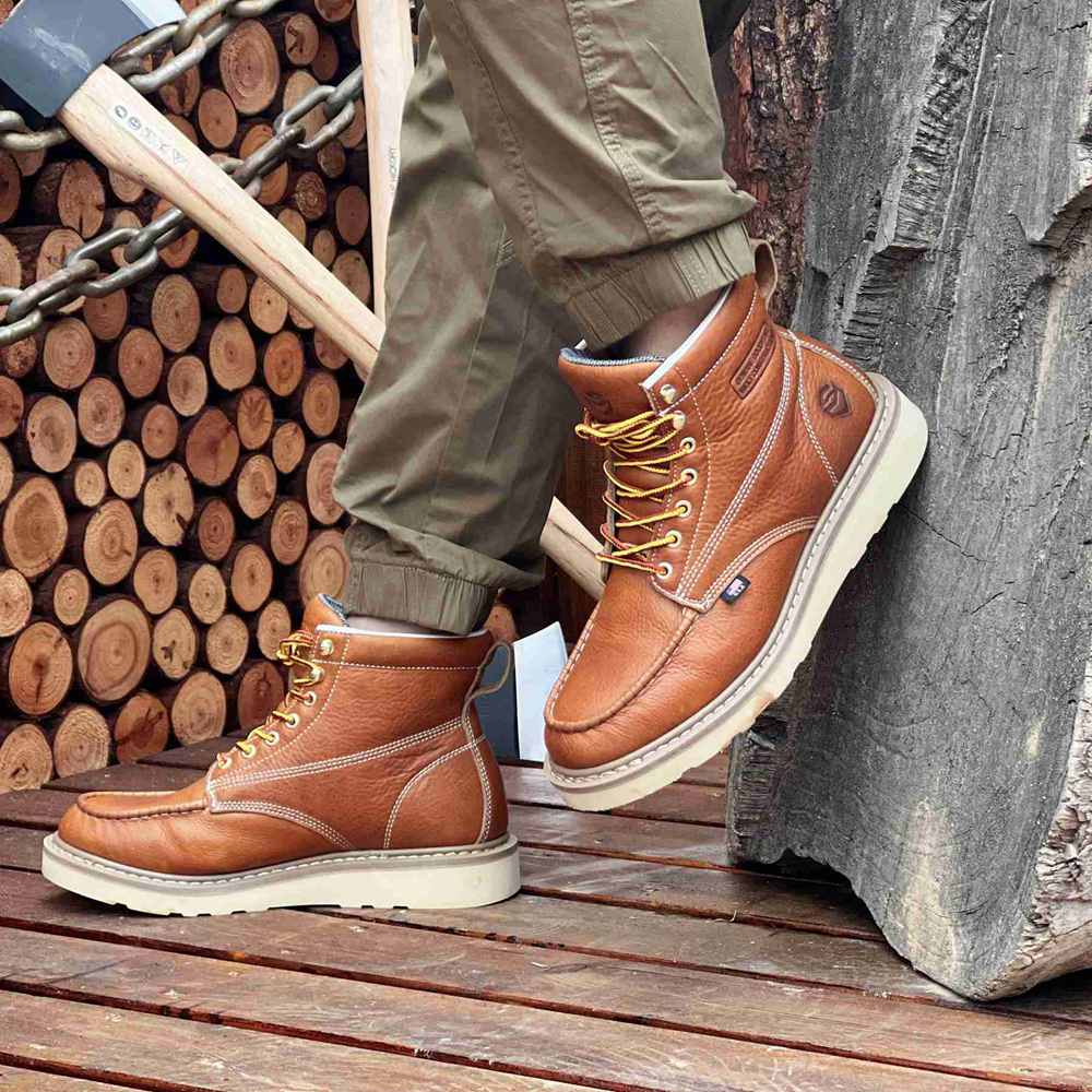 Men Work Boots High Top Steel Toe Work Boots Non-Slip - Main Image