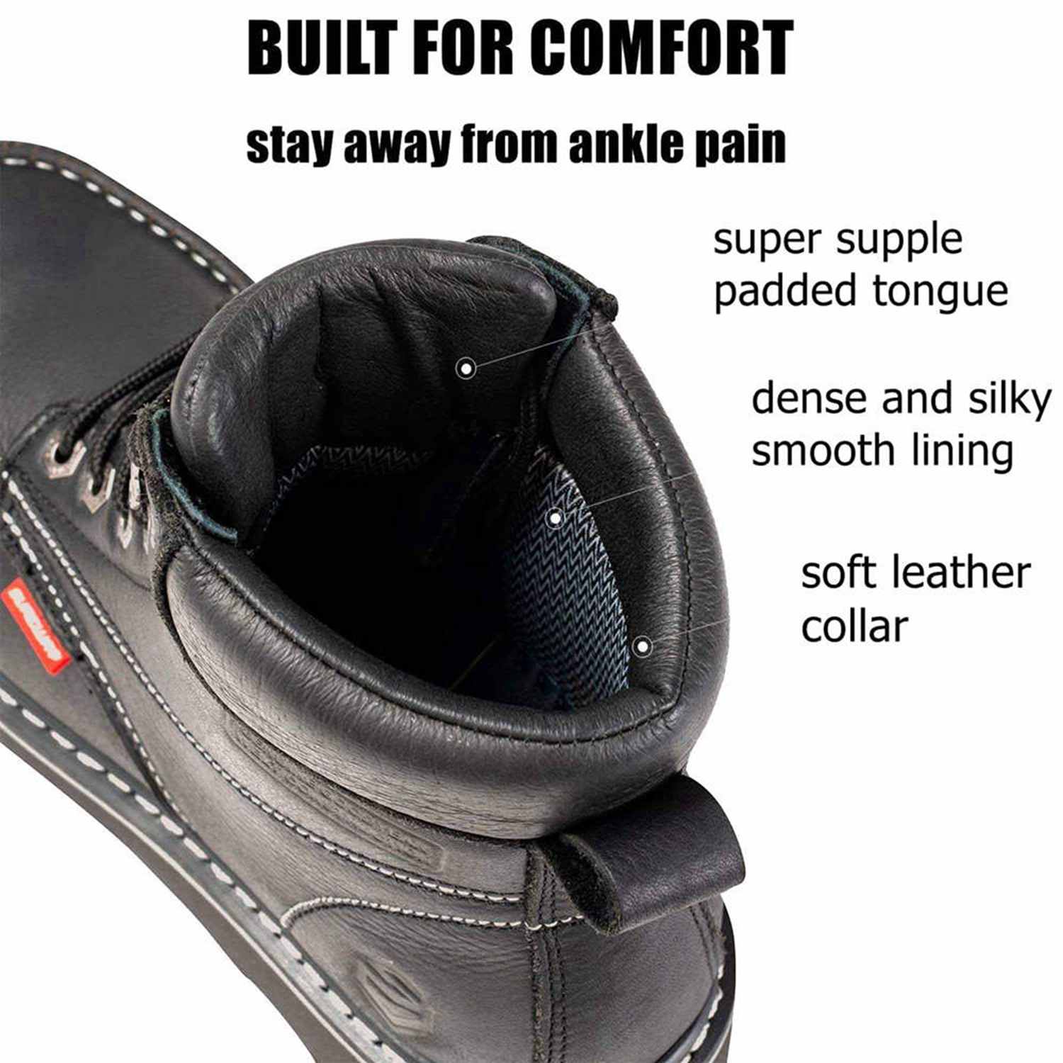 SUREWAY 6” Mens Heavy Duty Steel/Soft Toe Work Boots for Men,Goodyear Welt,Extremely Comfortable Durable Proved,Superior Oil/Slip Resistant,Thicker Leather,Wedge Sole,Moc Toe Work Boots/Shoes for Men,EH Safety Industrial Construction Boots