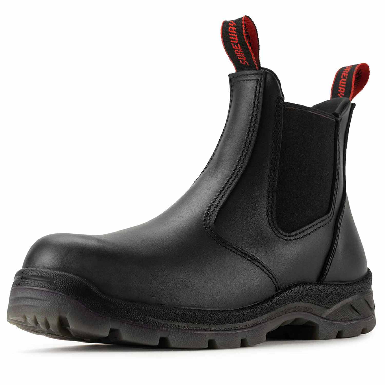 SUREWAY Mens Slip On Work boots black Composite Toe Boots Soft shoes
