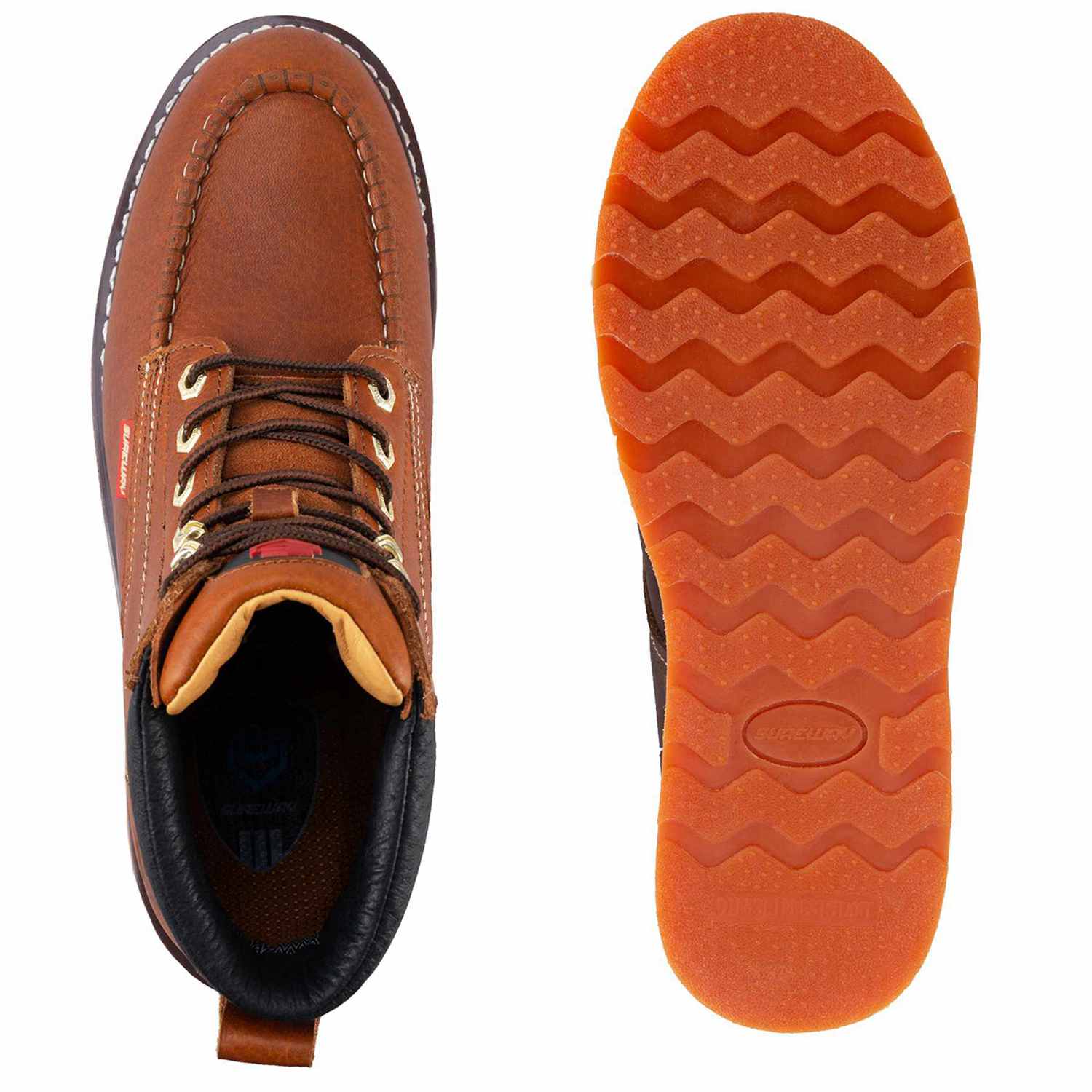 SUREWAY 6” Mens Heavy Duty Steel/Soft Toe Work Boots for Men,Goodyear Welt,Extremely Comfortable Durable Proved,Superior Oil/Slip Resistant,Thicker Leather,Wedge Sole,Moc Toe Work Boots/Shoes for Men,EH Safety Industrial Construction Boots 